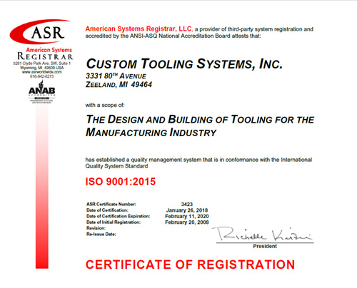 ISO 9001 Certified Tool and Die Makers